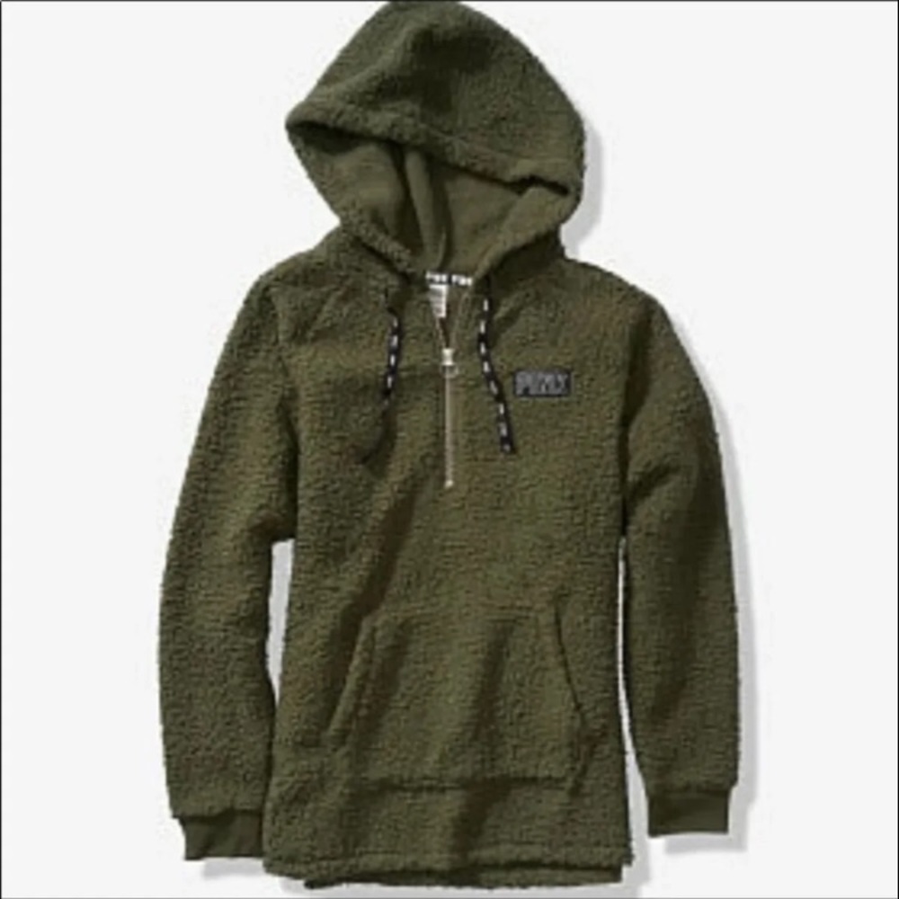 VS Pink Sherpa Half Zip Hoodie